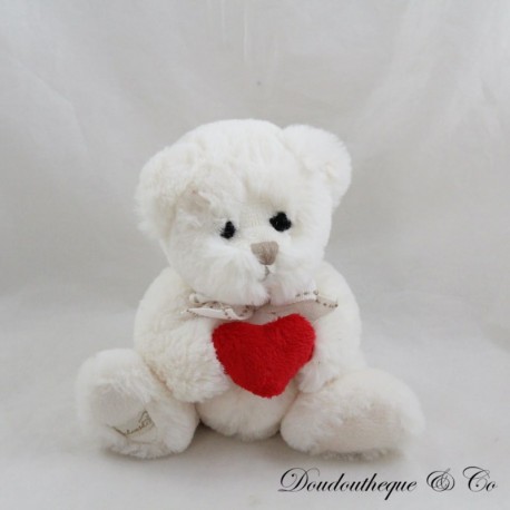 Plush bear BUKOWSKI beige heart sitting