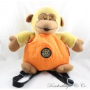 Zaino scimmia KIPLING tela e peluche arancio beige vintage anni '90 40 cm