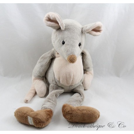 Plüschmaus BUKOWSKI grau beige rosa Mikrokugeln 35 cm Plüschmaus BUKOWSKI grau beige rosa Mikrokugeln 35 cm