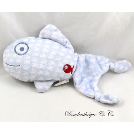 Fisch Kuscheltier SIMBA DICKIE blau weiß Stickerei roter Fisch 25 cm Fisch Kuscheltier SIMBA DICKIE blau weiß Stickerei roter Fisch 25 cm