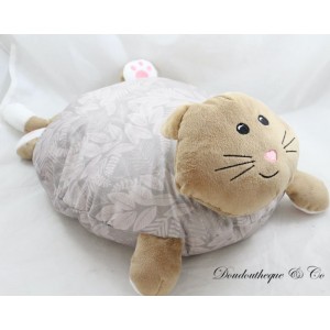 Cuscino peluche gatto PAUL & ALICE grigio marrone