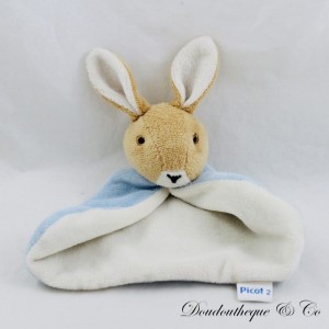 Flat cuddly toy rabbit PICOT blue beige