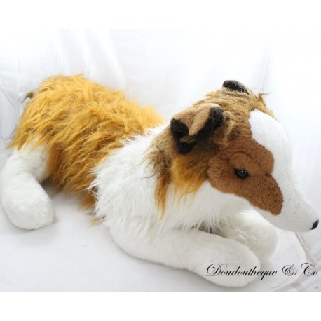 Plush dog collie style Lassie brown white