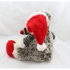 Peluche orso Natale screziato marrone bianco sciarpa guanti oro rosso 20 cm