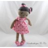 Doudou doll OBAIBI girl mixed-race doll rag dress pink brown 30 cm