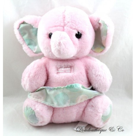 Plüschelefant BOULGOM rosa und grün vintage alt 20 cm sitzend Plüschelefant BOULGOM rosa und grün vintage alt 20 cm sitzend
