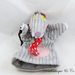 Doudou marionnette loup Bigbos LES DEGLINGOS gris