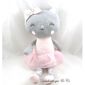 Peluche gatto MAISONS DU MONDE gatto grigio tutù rosa ballerina 40 cm