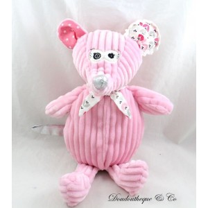 Peluche Coquelicos souris LES DEGLINGOS rose argent Simply 33 cm