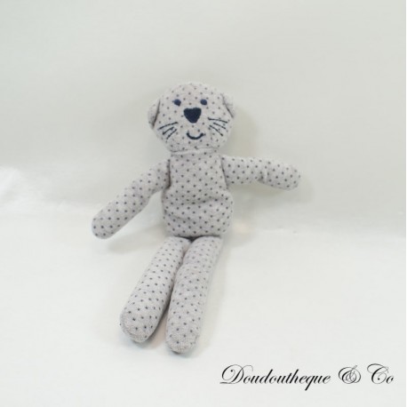 Doudou cat BOUT'CHOU Monoprix gray blue stars