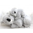 Plüsch Koala Mutter und Baby liegend grau weiß unbekannte Marke 45 cm