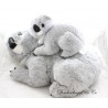 Peluche Koala maman et bébé allongé gris blanc marque inconnue 45 cm