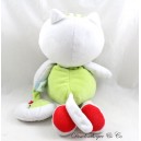 Peluche gatto BABY NAT' lumaca rosso verde bianco campana carta accartocciata 31 cm