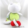 Gato de peluche BABY NAT' caracol rojo verde campana blanca papel arrugado 31 cm