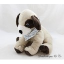 Plush dog H&M striped banda blue and white beige brown sitting 17 cm