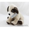 Perro de peluche H&M rayado banda azul y blanco beige marrón sentado 17 cm