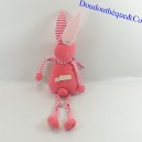 Conejo títere de peluche BOUT'CHOU patas largas rayas rosadas 30 cm
