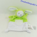 Doudou flaches Kaninchen ZANNIER grün weiß Taschensternrechteck 24 cm