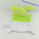 Doudou conejo plano ZANNIER verde blanco bolsillo estrella rectángulo 24 cm