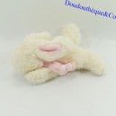 Doudou lapin JACADI blanc écharpe rose 15 cm