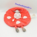 Doudou plat Coccinelle  KIMBALOO rond rouge pois 22 cm