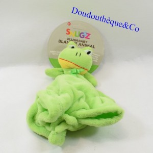 Doudou Grenouille SNUGGZ vert et jaune avec noeud satin 40 cm NEUF