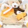 Títere de peluche BABY NAT' con bebé oso naranja marrón beige 26 cm