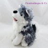 Plush dog husky SANDY gray white blue eyes sitting 22 cm