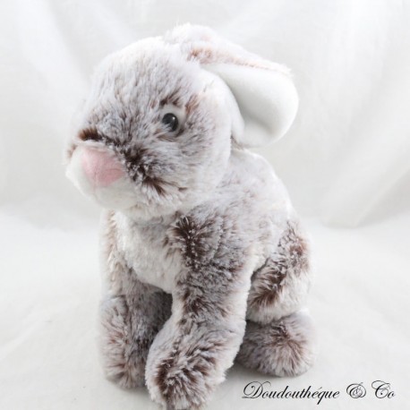 Conejo de peluche GIPSY moteado marrón beige blanco sentado 26 cm
