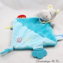 Flat hippopotamus cuddly toy BABY NAT' Super blue blanket blue diamond activities BN0289