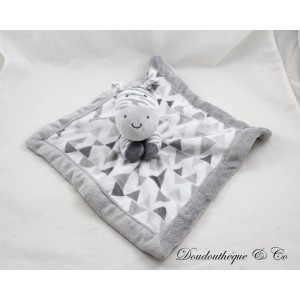 Flat cuddly toy rabbit LULLABY striped gray white triangles bell 29 cm