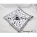 Piatto peluche coniglio LULLABY strisciato grigio bianco triangoli campana 29 cm
