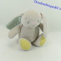Plush rabbit LUC ET LEA yellow and grey 19 cm