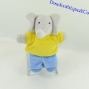 Mini elefa de peluche Babar camiseta pantalones cortos amarillos azul 14 cm