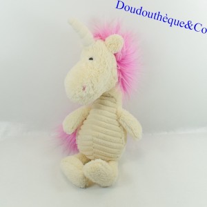 Plush unicorn JELLYCAT beige and pink seated 39 cm