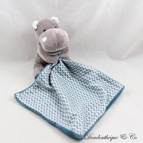 Dodou fazzoletto Bazile ippopotamo BABY NAT' Bazile e Zoé blu grigio BN0570