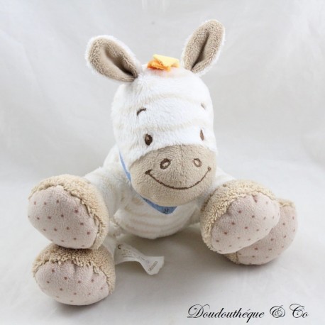 Plush Arthur zebra NATTOU Arthur and Louis blue beige bell 18 cm