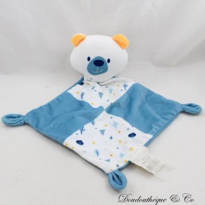 Doudou Plattbär MY LITTLE PEBBLES blau weiße Bäume Diamant 32 cm