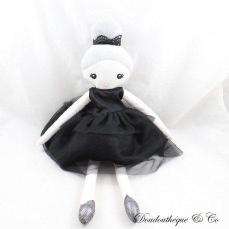 Puppenlappen ZEEMAN Kleid schwarz Tüll Haar grau Dutt Plüsch 46 cm Puppenlappen ZEEMAN Kleid schwarz Tüll Haar grau Dutt Plüsch 46 cm