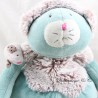 Plush Minoucha cat MOULIN ROTY Pachats blue green brown mouse 28 cm