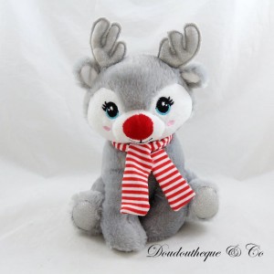 Plush reindeer PRIMARK grey striped scarf