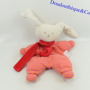 Doudou flat rabbit COROLLE bell red scarf 26 cm