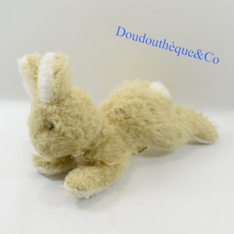 Conejo de peluche BOULGOM tumbado beige vintage viejo 27 cm