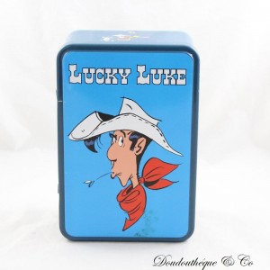 Metal biscuit box Lucky Luke MASSILY FRANCE 2015 Lucky comics 20 cm