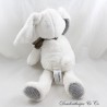 Plush rabbit TAPE A L'OEIL white gray taupe scarf brown wool 38 cm