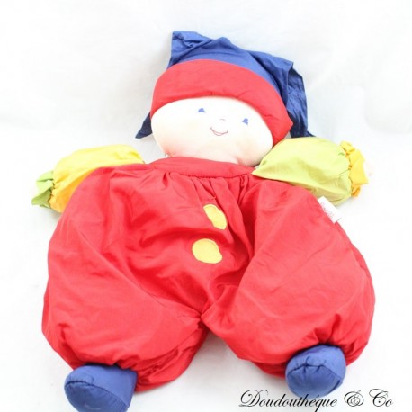 Peluche elfo COROLLE tela paracadute testa rossa vintage straccio 33 cm