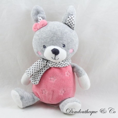 Doudou Kaninchen TEX BABY rosa graue Sterne Doudou Kaninchen TEX BABY rosa graue Sterne