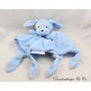 Doudou flat dog SAVE OUR SLEEP blue cocard knotted corners 30 cm