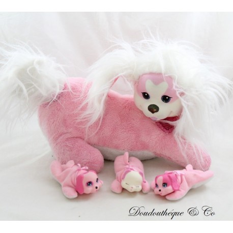 Plush dog JUST PLAY Puppy Surprise with 3 babies pink white 30 cm 2015