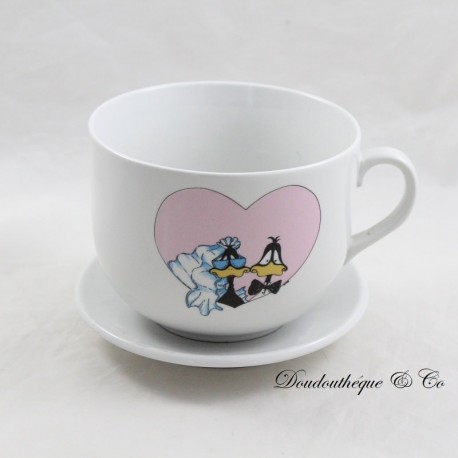 Schüssel Daffy Duck LOONEY TUNES Hochzeitsschale und Untertasse weiße Keramik Schüssel Daffy Duck LOONEY TUNES Hochzeitsschale und Untertasse weiße Keramik